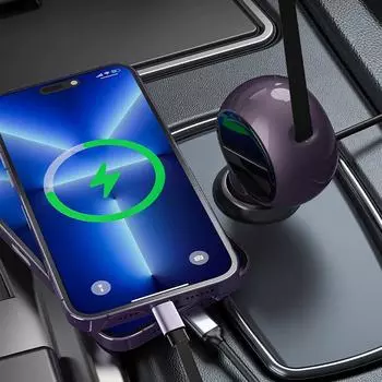 Выдвижной кабель для автомобильного зарядного устройства 60 Вт, умный двойной кабель для быстрой зарядки прикуривателя USB, автомобильный кабель для быстрой зарядки для iPhone, Huawei, Samsung фиолетовый