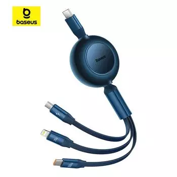 Выдвижной кабель для быстрой зарядки данных Baseus серии Bright Mirror 3-в-1, тип C — M+L+C, 100 Вт