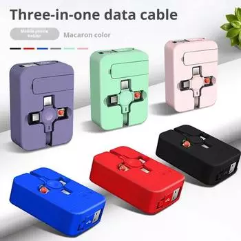 Выдвижной кабель для передачи данных, многопортовый кабель для зарядки большинства телефонов, быстрая зарядка, шнур 3 в 1 длиной 100 см для Android и IOS синий