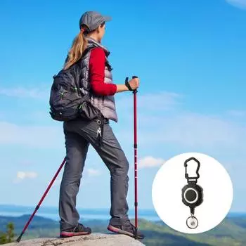 Выдвижной карабин из нержавеющей стали, брелок для ключей, сверхмощный карабин, брелок для ключей, ударопрочный трос, кольцо для ключей чёрный