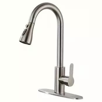 Выдвижной кран из нержавеющей стали для раковины, универсальный смеситель для кухни, для горячей и холодной воды чёрный