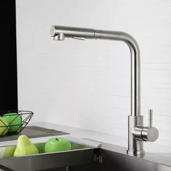 Выдвижной кухонный кран для мойки Gourmet Stream Sprayer Nozzle из нержавеющей стали для горячей и холодной воды, настенные кухонные краны для раковины матовый черный