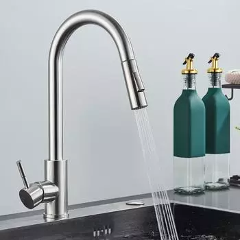 Выдвижной кухонный смеситель с одной ручкой и подходящим наливным шлангом, смеситель с одной ручкой чёрный