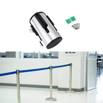 Выдвижной ленточный барьер для настенного монтажа, нейлоновое решение для контроля толпы в аэропортах и розничной торговле 2 m Black