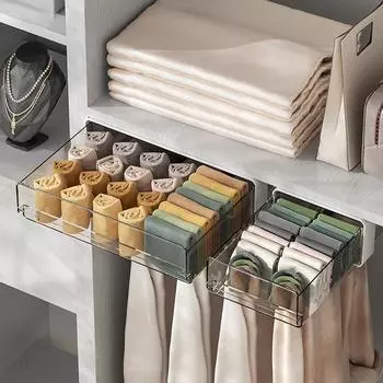 Выдвижной лоток-органайзер, самоклеящийся пластиковый ящик для хранения, скрытый под ящиком для крепления для офиса, дома, школы, кухни