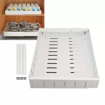 Выдвижной органайзер для шкафа, расширяемый, самоклеящийся, выдвижной ящик для кладовой, белый