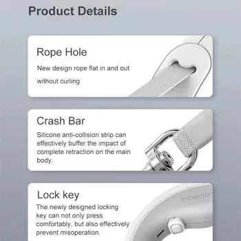 Выдвижной поводок для домашних животных 2 Plus с металлической пряжкой, противоскользящей ручкой, одноручным тормозом и фиксатором паузы для собак маленьких и средних размеров