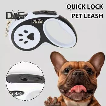 Выдвижной поводок для домашних животных, поводок для прогулок без запутывания для маленьких собак весом до 15 фунтов, трос для вытягивания домашних животных для собак и кошек Little Dog чёрный