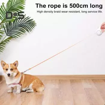 Выдвижной поводок для домашних животных с несколькими режимами освещения и нескользящей ручкой, поводок для дрессировки собак длиной 16,4 фута, аксессуар для прогулок на открытом воздухе фиолетовый