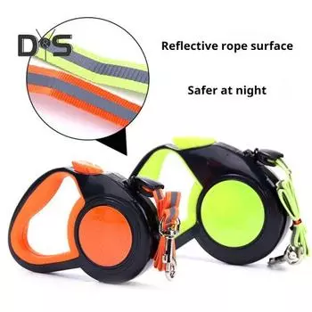 Выдвижной поводок для домашних животных, светоотражающий поводок для дрессировки собак, поводок для прогулок с нескользящей ручкой, поводок для тяги щенков для ночных прогулок 3M оранжевый