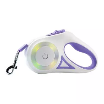 Выдвижной поводок для питомца Эргономичная ручка Поводок для выгула собаки со светодиодной цветной подсветкой для щенка Бежевый 3meter / 9.8ft фиолетовый