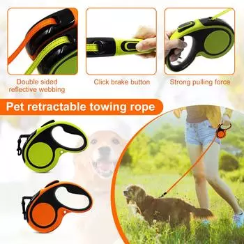 Выдвижной поводок для собак 16,4 фута - прочный выдвижной поводок для домашних животных с противоскользящей мягкой ручкой, светоотражающие поводки для собак для маленьких, средних и больших собак S зелёный