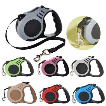 Выдвижной поводок для собак 3 м 5 м для маленьких, средних и больших собак, кошек, прогулок на открытом воздухе, пеших прогулок, нейлоновый прочный поводок, принадлежности для мопсов чихуахуа 3m