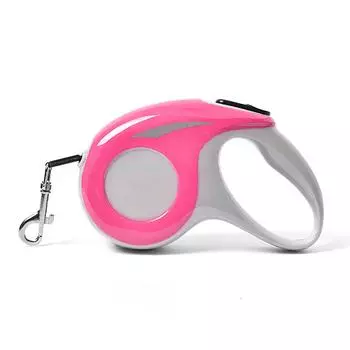 Выдвижной поводок для собак из нейлоновой ленты с замком на одной кнопке, не спутывающийся поводок для прогулок с щенками для домашних животных, 3 метра розовый