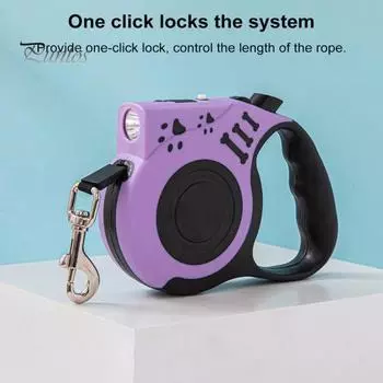 Выдвижной поводок для собак с эргономичной ручкой и фонариком, прочный, не спутывающийся, нейлоновый поводок для прогулок с собаками средних и маленьких размеров Charging серый