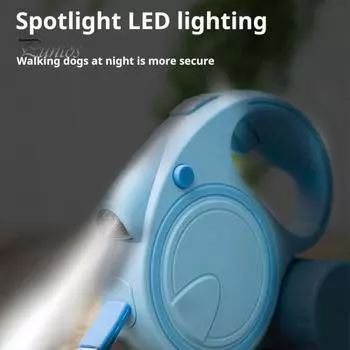 Выдвижной поводок для собак с эргономичной ручкой, пояс для прогулок с защитой от спутывания, фонариком и дозатором пакетов для фекалий для средних и маленьких собак 3M зелёный