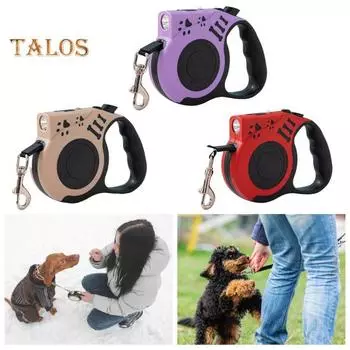 Выдвижной поводок для собак с эргономичной ручкой и фонариком, прочный, не спутывающийся, нейлоновый поводок для прогулок с собаками средних и маленьких размеров Charging синий