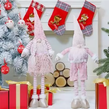 Выдвижной рождественский гном с длинными ногами, стоящие безликие куклы Санта-Клауса, лесной старик, телескопическая игрушка, украшение для дома, подарок