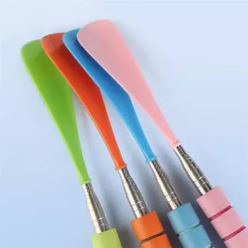 Выдвижной рожок для обуви Рожок для обуви из нержавеющей стали Рожок для обуви с длинной ручкой Прочный аксессуар для обуви Ложка для обуви Подъемник для обуви розовый