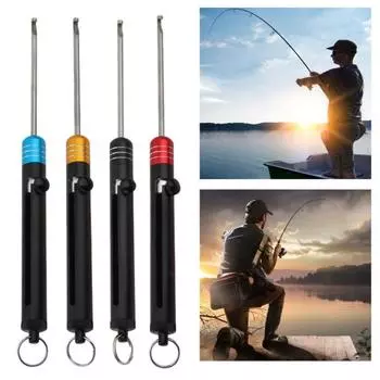 Выдвижной съемник рыболовных крючков с кольцом для ключей Портативные сверхмощные инструменты для быстрого удаления рыболовных крючков из нержавеющей стали Рыболовные аксессуары красный