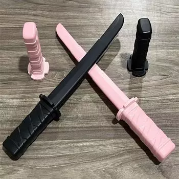 Выдвижной самурайский меч, игрушки, лезвие меча, 3d гравитация, прямые игрушки для снятия стресса, средние модные креативные игрушки-симуляторы чёрный