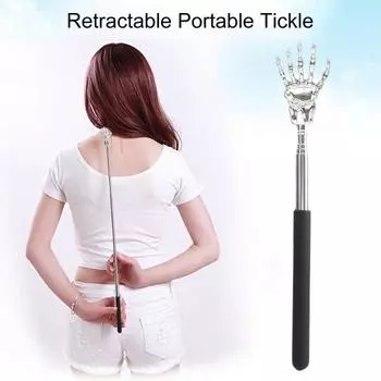 Выдвижной скребок для спины с призраком из нержавеющей стали, портативный телескопический массажер с когтями, забавный подарок для пожилых людей, пап, мужчин, женщин розовый