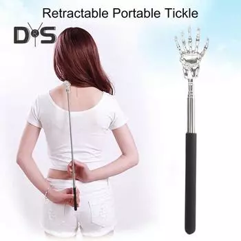 Выдвижной скребок для спины с призраком из нержавеющей стали, портативный телескопический массажер с когтями, забавный подарок для пожилых людей, пап, мужчин, женщин розовый