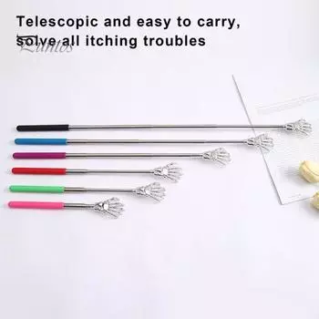 Выдвижной скребок для спины с призраком из нержавеющей стали, портативный телескопический массажер с когтями, забавный подарок для пожилых людей, пап, мужчин, женщин розовый