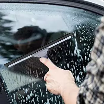 Выдвижной скребок из нержавеющей стали с нескользящим силиконовым лезвием 17,8 дюйма для душевых дверей, окон 35cm