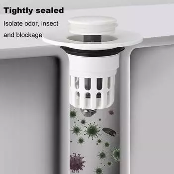 Выдвижной сливной пробка для ванны 2-в-1, сито для улавливания волос с латунным сердечником, простая установка в ванной комнате, сливная пробка для раковины с латунным сердечником для 1,3