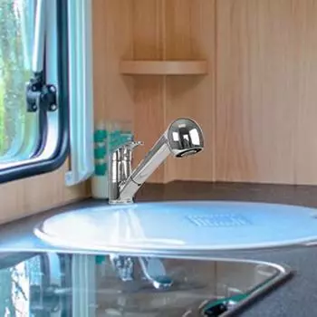 Выдвижной смеситель для кухни в автофургоне с выдвижным распылителем, одна ручка, 1 отверстие, смесители для кухни в автофургоне, аксессуары для кемперов серебряный