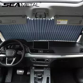 Выдвижной солнцезащитный козырек на лобовое стекло автомобиля, солнцезащитные шторы для автомобиля, солнцезащитный козырек с УФ-блоком, защита от солнца на лобовом стекле, полное покрытие