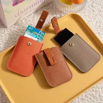 Выдвижной Тип Личи Pattern Карманный Корейский Стиль Короткий Кошелек Элегантный Держатель Для Карт Клатч Женщин оранжевый