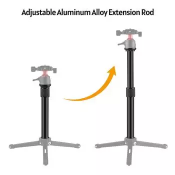 Выдвижной удлинительный стержень из алюминиевого сплава, 19-31 см, универсальный интерфейс 1/4 дюйма, 3/8 дюйма с чёрный
