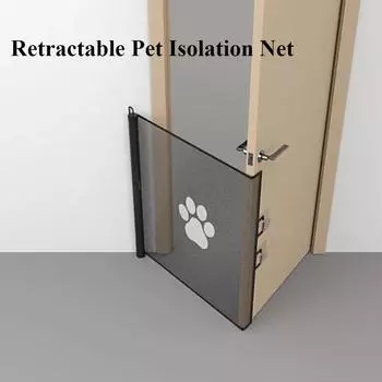 Выдвижной забор для домашних животных, автоматическая сетка-разделитель для домашних животных, бытовая телескопическая сетка для изоляции проходов, не требующая сверления, регулируемая защита для домашних животных 110x78cm чёрный