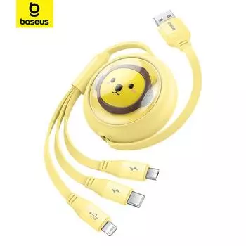 Выдвижной зарядный кабель Baseus Leo 3-в-1 USB — M+L+C, 3,5 А 1.1m фиолетовый