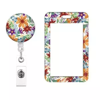 Выдвижной зажим для бейджа на катушке для медсестер, студентов, врачей, держатель бейджа, двор для карт, милая девушка, цветок, обложка для кредитной карты