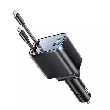 Выдвижные автомобильные зарядные устройства 4 в 1 автомобильное зарядное устройство с кабелями PD 30 Вт и 2,4 А FastCharging Car чёрный