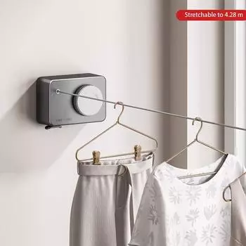 Выдвижные вешалки для одежды Невидимые бельевые веревки Проволока для сушки одежды из нержавеющей стали Вешалка для балкона Аксессуары для ванной комнаты серый