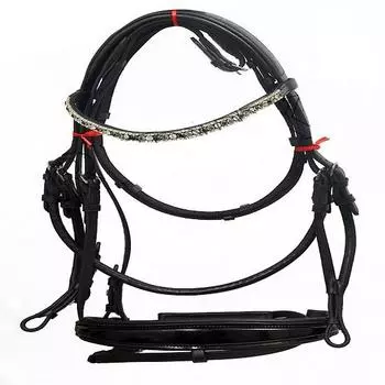 Выездковая кожаная уздечка для лошади — носовой ремень из лакированной кожи всех размеров для лошадей. Extra Full(Extra large) чёрный