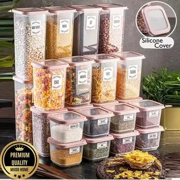 Выгодные 12 предметов, 18 предметов 24 предмета Набор контейнеров для хранения Rosie 300 мл+500 мл+1100 мл+1700 мл Комплект поставки Качество 1-го класса Герметичность Герметичность