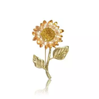 Выиграйте титул одним махом, ретро-брошь Van Gogh в виде подсолнуха, женственный дизайн эмалевого корсажа, значок Niche