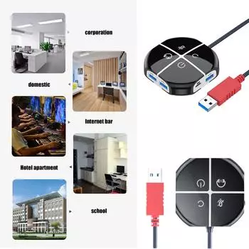 Выключатель питания настольного компьютера с двумя портами USB и аудио для домашнего офиса, кабель 120 см