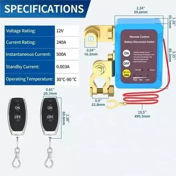 Выключатель питания от аккумулятора 12 В 240 А, выключатель отключения, выключатель с дистанционным управлением для автомобиля и грузовика