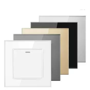 Выключатель света, 1 группа, 1/2 направления, 16 А, 250 В, панель из огнестойкого материала, белый/черный/золотой/серый/серебристый, 86*86 мм, кулисный переключатель grey