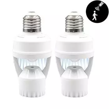 Выключатель света с датчиком движения E27, 100–240 В, детектор движения, E27, патрон лампы с регулятором освещенности, адаптер цоколя для лампы с интеллектуальным выключателем белый