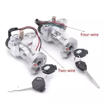 Выключатель зажигания мотоцикла, 4 провода/2 провода, модифицированные аксессуары для скутера, сменный переключатель зажигания с ключами