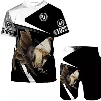 Выкройка петуха, мужские комплекты из двух предметов, удобная футболка и повседневные шорты на лето, мужская одежда S