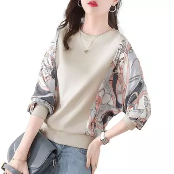 Выкройка Pucci доступна в 5 цветах. Рукава «летучая мышь» для длинного шарфа, плотного, аккуратного покроя, длинная, с рукавами, женская рубашка бежевого цвета [J-Scott]