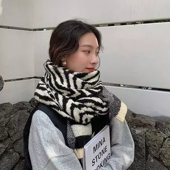 Выкройка студенческий женский шарф пончо осень зима шаль шарф одежда аксессуары корейский стиль шарф белый/чёрный